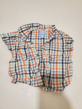 The Children's Place 3-6 Month Plaid Short-Sleeve Button-Down